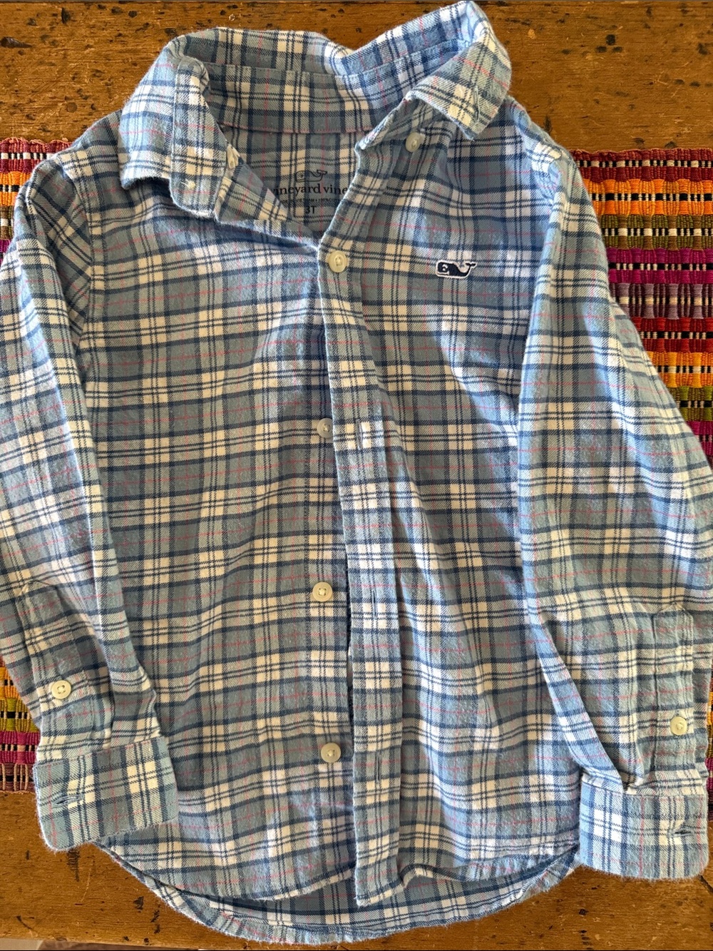Vineyard Vines Kids Blue, White and red Plaid Button-Down Shirt